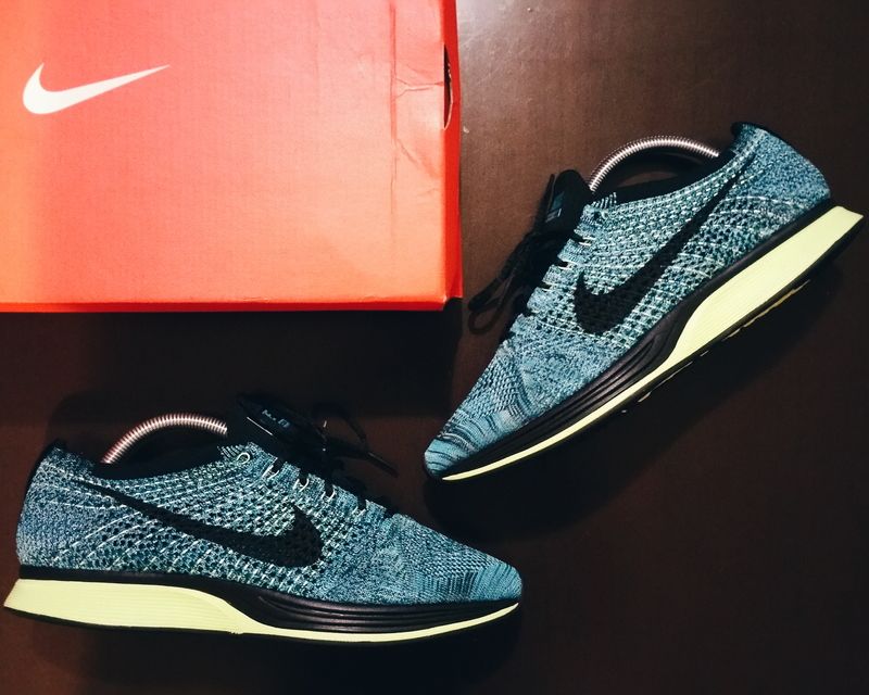 Nike Flyknit Racer Blue Lagoon On Feet Nike Flyknit Racer Blue Lagoon On Feet